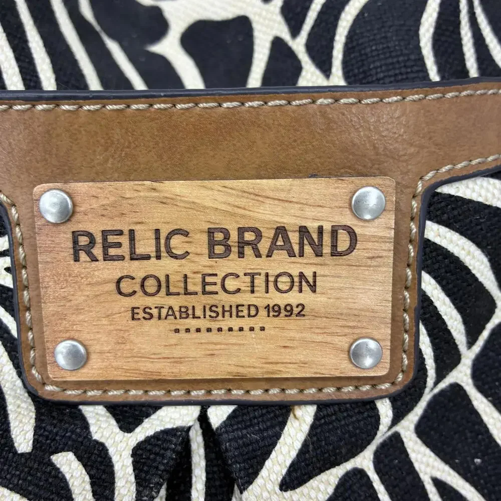 Relic Brand Collection Black and Cream Patterned Hobo Handbag